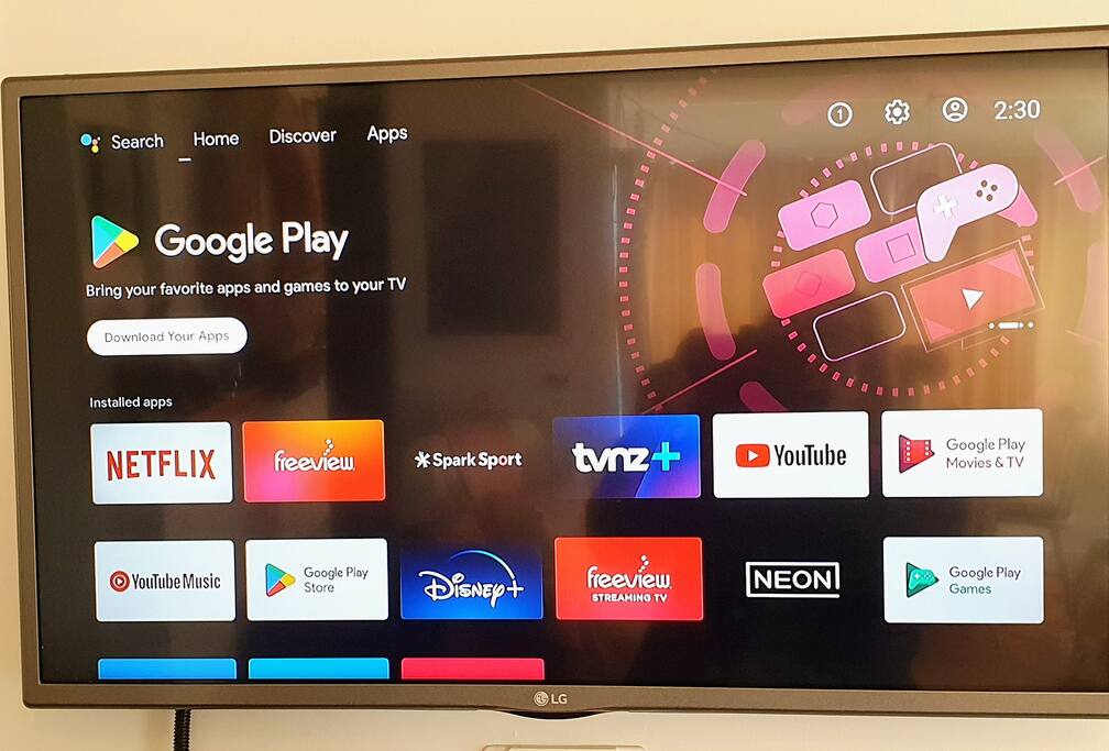 TV. Sign in to your own account on Netflix etc. YouTube, Google. 
Freeview. 