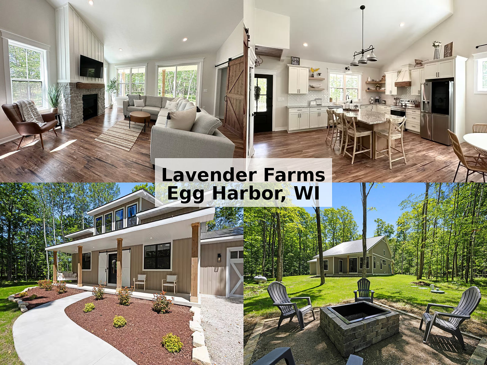 Modern woodland retreat with chef’s kitchen, porch & fire pit