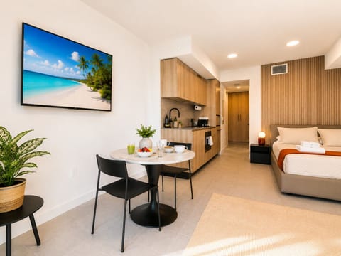 Fully equipped kitchen & dining area — cook in, eat well & enjoy Miami vibes from every corner