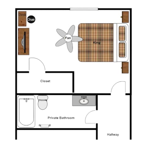 Spacious King Room/Bath + Kitchenette (upstairs)