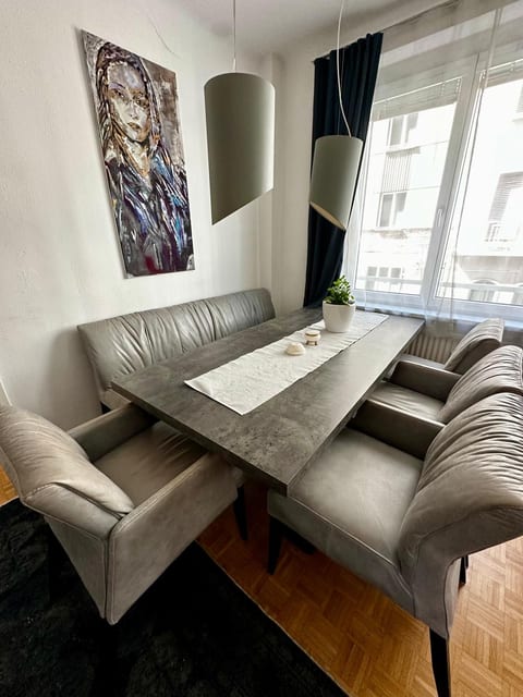 Bright modern dining nook with plush seating and stylish designer touches