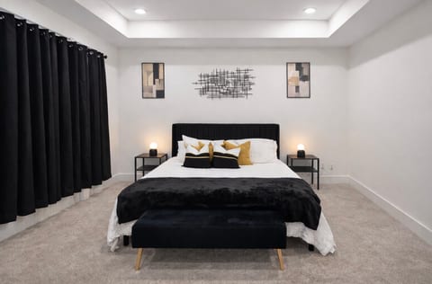 Stylish bedroom with cozy ambiance