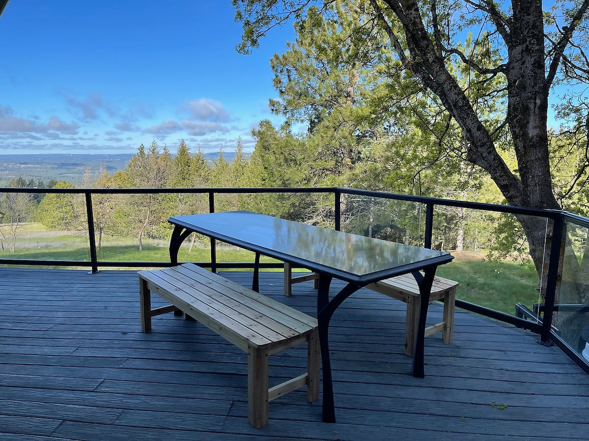 Scenic outdoor dining: grill outside