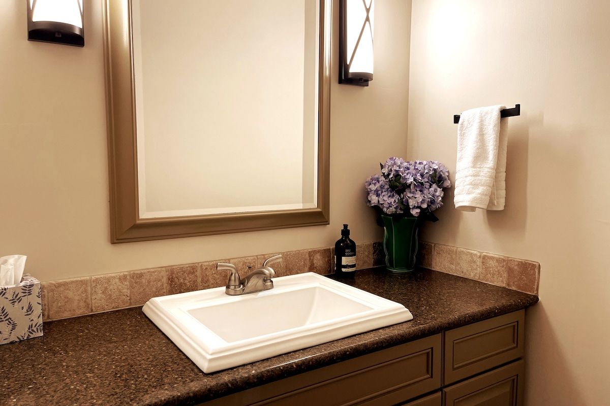 Stylish 3/4 Bathroom with Dual Vanities