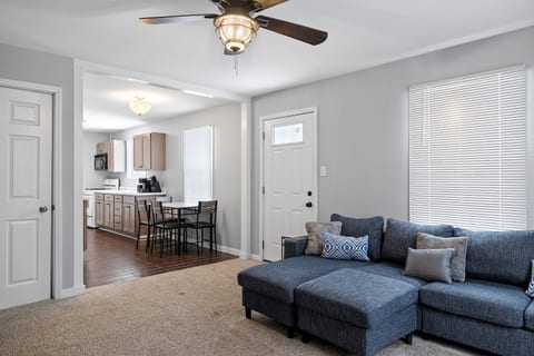 Living room with kitchen view