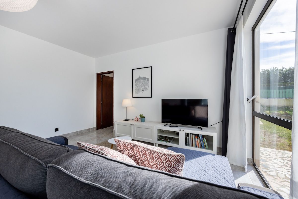 Living room - Starlink and mesh Wi-Fi, suited to remote work.