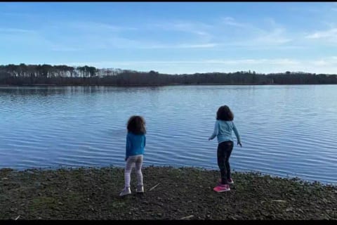 Kids are having so much fun at Swan Pond. 10 mins walk from the house.