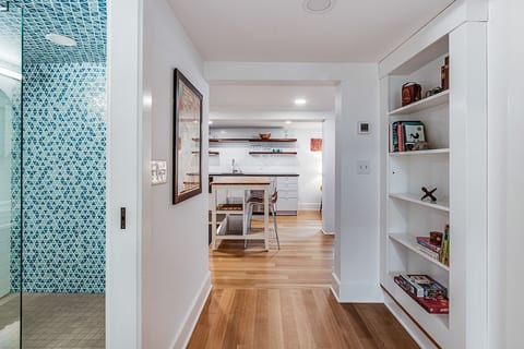 Generous hallway space connects the rooms