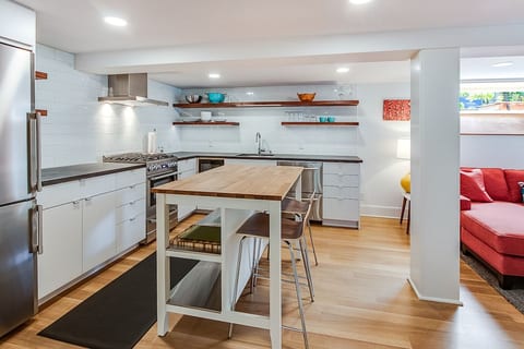 Bar seating at island in kitchen