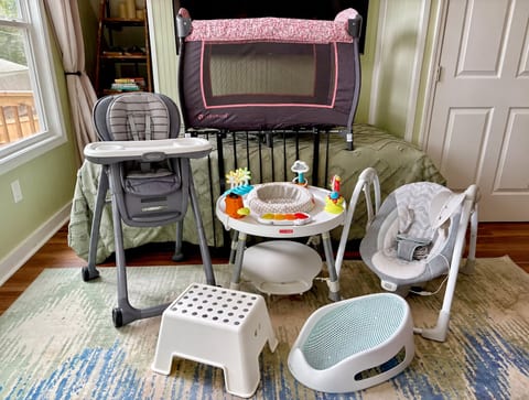 Bring the whole family! Enjoy a fully-fenced yard, toys & games, arcade barrel, blackout shades, TVs in every room & baby must-haves: travel crib, high chair, swing, tub, gates & kid dinnerware. Thoughtfully stocked for babies, toddlers & parents!