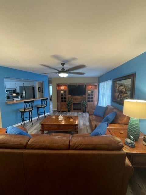 Large family room with large flat screen TV