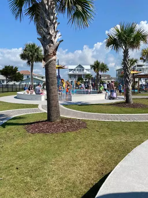 Park and splash pad on nearby neighboring island.