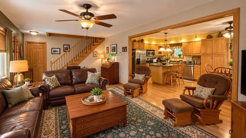 A warm and inviting open living space perfect for relaxing and gathering together.