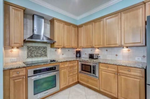 Kitchen with beach view