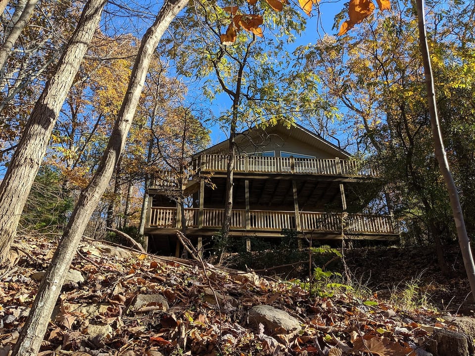 The house is at the top of a small hill which provides gorgeous mountain views from the spacious decks!