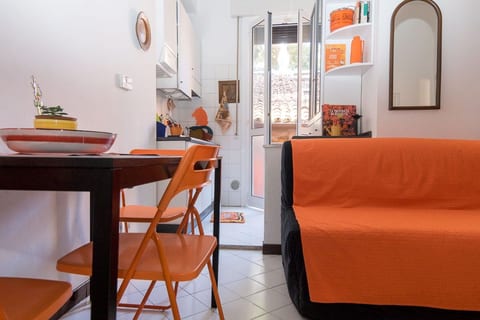 Living area and kitchen view