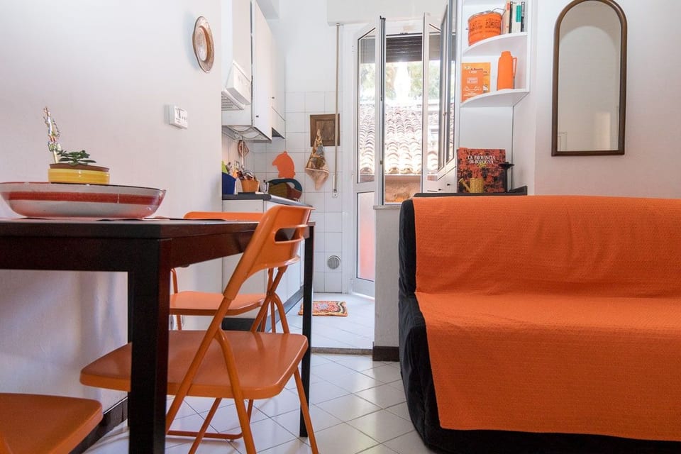 Living area and kitchen view