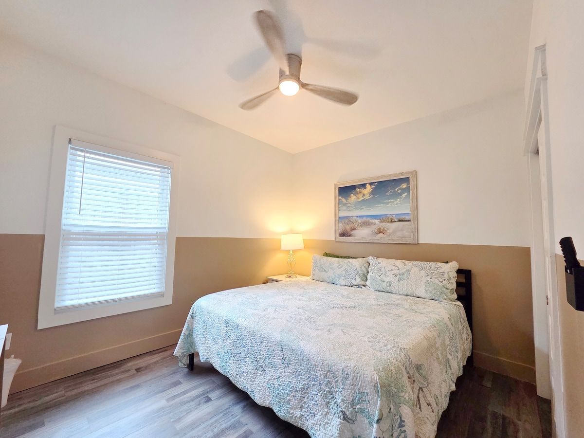 2nd Bedroom with King Size Memory Foam mattress, 70" Samsung Smart TV, Night stand w/power strips for hungry phone chargers, ample closet space w/extra pillows and blankets.