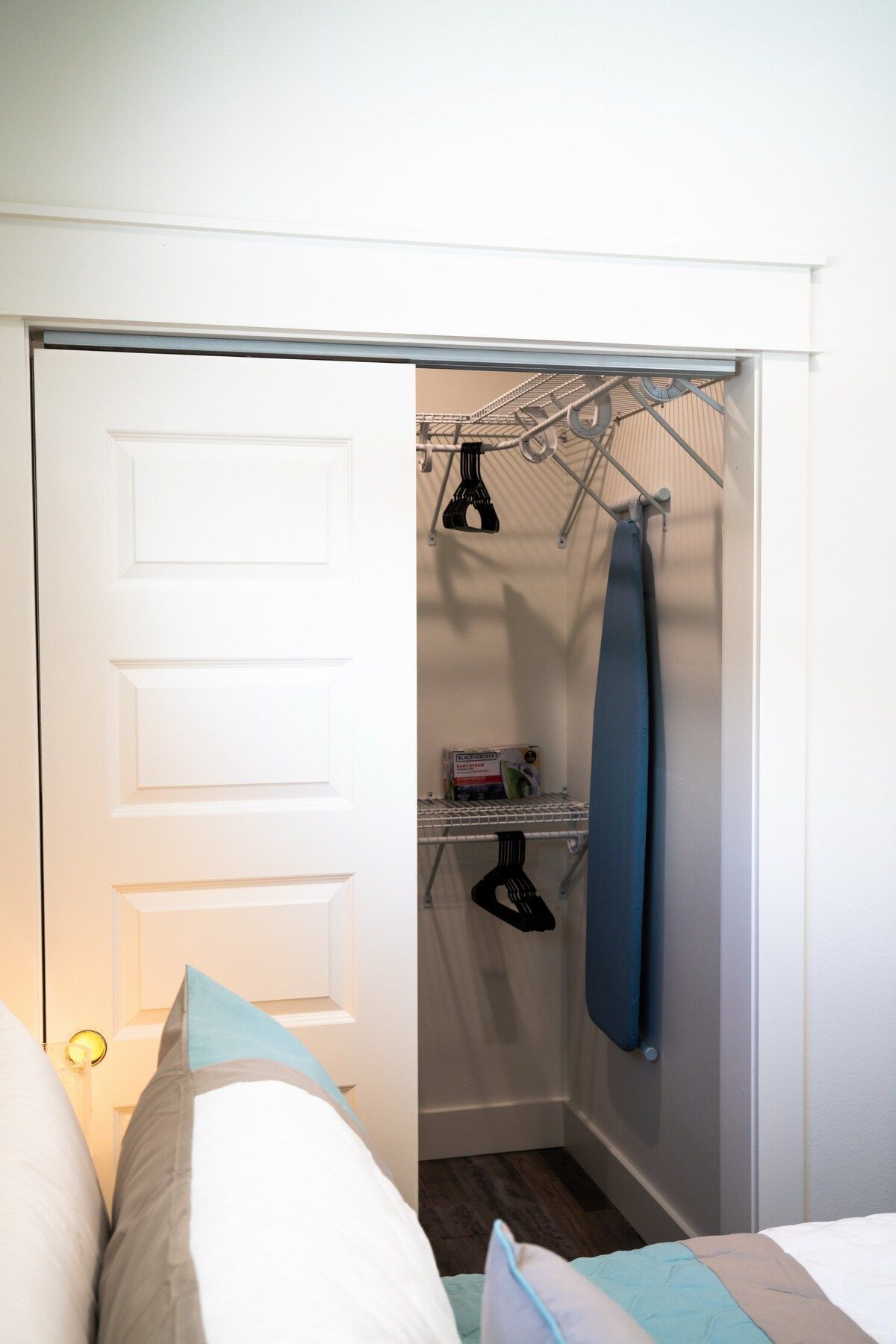 Master Bedroom with king size memory foam mattress, 75" Samsung Smart TV, Night stands w/power strips for hungry phone chargers walk in closet w/extra pillows and blankets, master bath w/ walk in shower and private access to pool.
