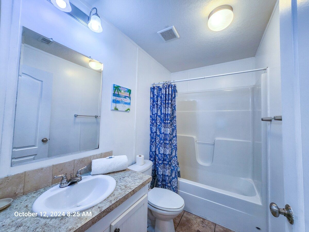 #2 Full Bathroom with Bathroom Amenities - Starter Kit with tub-shower combo, toilet, sink, bath towels wash cloths, & hand towels