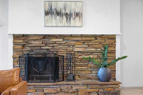 Wood burning fireplace