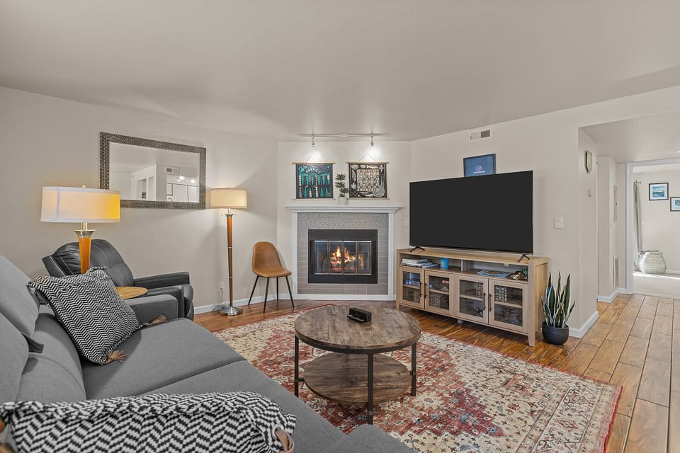 cozy living room with queen size sofa sleeper