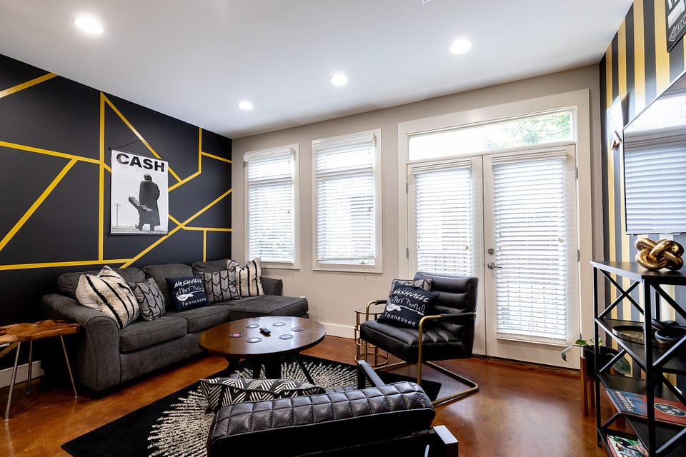 Spacious Living Room with Smart TV and Board Games