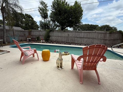 private lap pool and patio furniture