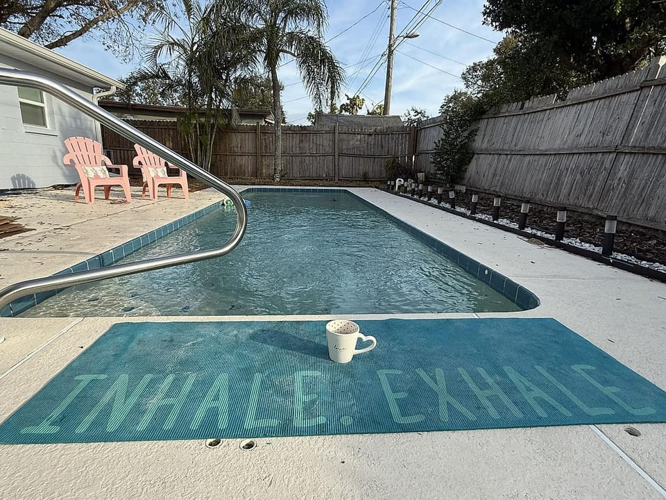 private pool in backyard