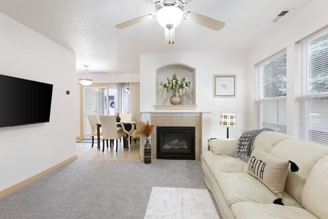 beautiful living room with fireplace