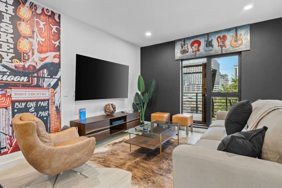 Spacious Living Room with Smart TV