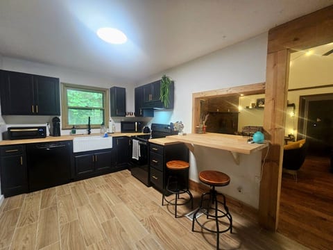 Open-concept kitchen with island seating