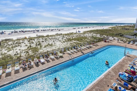 View of the gulf and gulf pool from the balcony