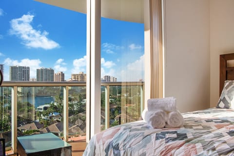 Bedroom with a City view