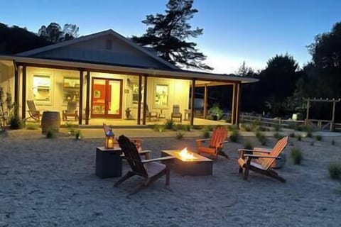 Lovely sunsets by the fire pit outside your French doors!