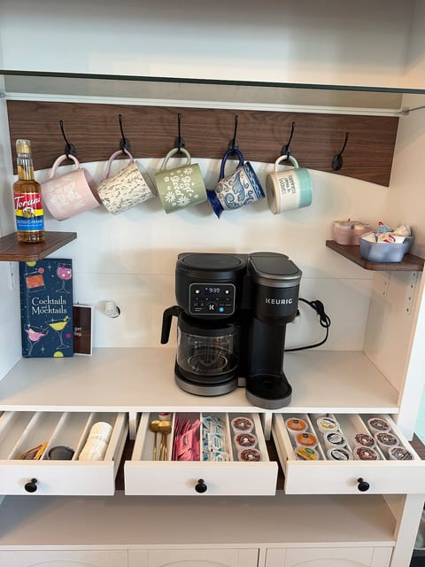 Enjoy the coffee bar with starter coffee and creamer.