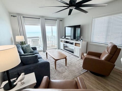 65” smart TV and electric fireplace!