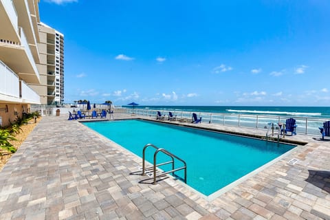 Oceanfront Heated XL Pool Huge Deck - Lots of sun/shade and seating options.