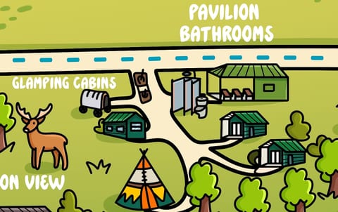Glamping Village Cartoon Rendition