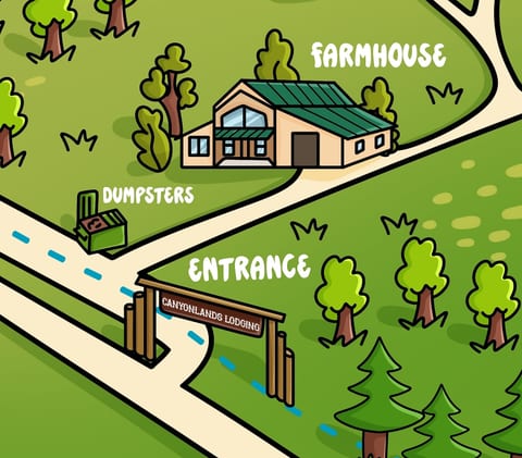 Cartoon Drawing, showing how location makes for a nice quick overnight trip.