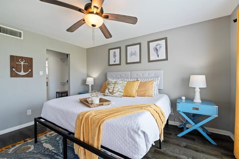 The Comfort: Primary suite featuring a king bed and premium hotel-grade linens.