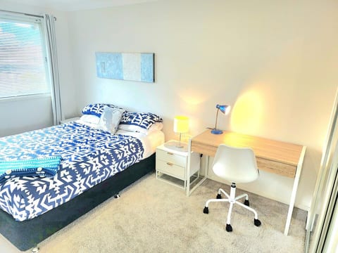 QUEEN Size bed, desk &chair, large built in wardrobe