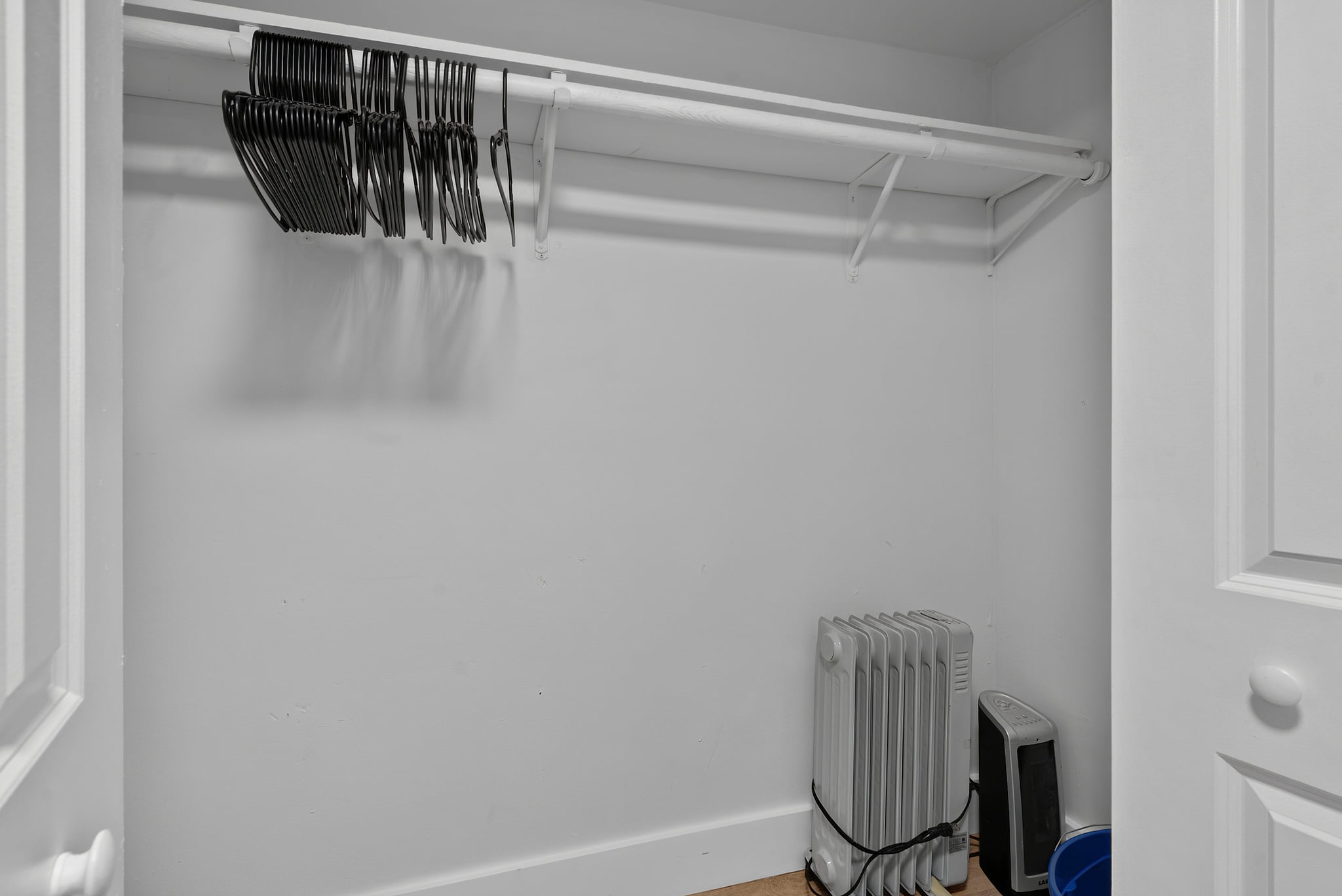Walk-in closet with hanging space, shelf storage, and guest-ready hangers