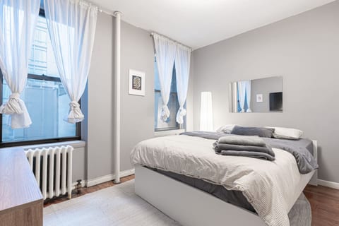 Stainless steel appliances, coffee maker, and all the essentials — start your morning right before exploring NYC.