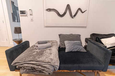 Additional sleeping space with daybed and plush pillows, ideal for extra guests or lounge time