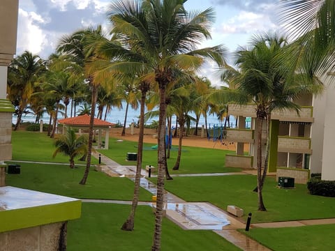 Beach view from the balcony.  Just a few steps from the sand