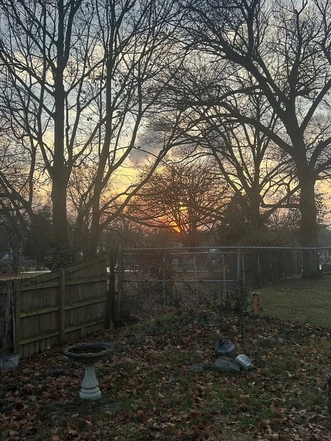 Sunset from backyard does include the city cemetery but the neighbors are quiet indeed. Many locals use this cemetery for walking. You’ll see owls, rabbits and other wildlife.