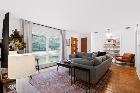 Cozy living room with lots of natural light