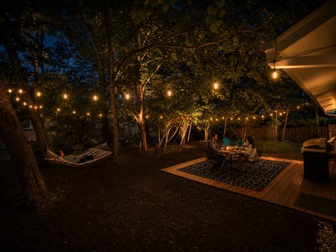Outdoor hammock and dining table
