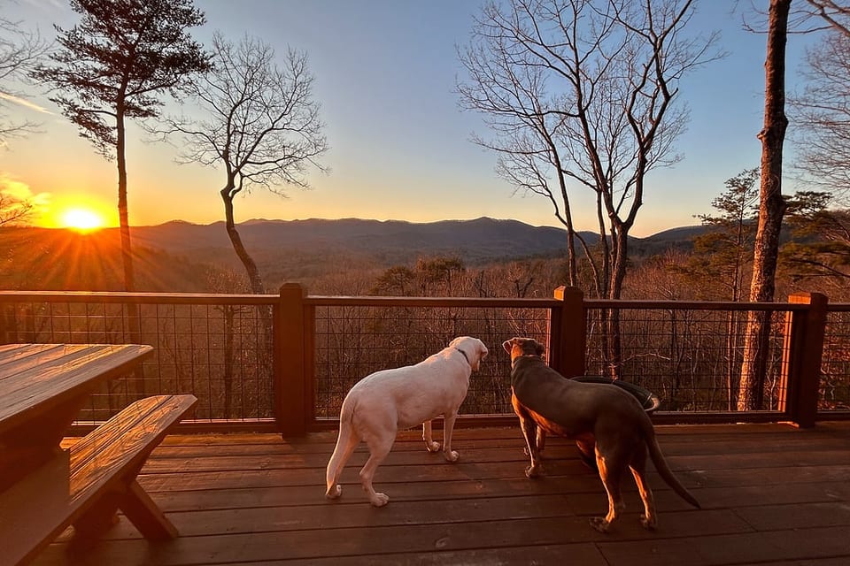 Bask in beautiful sunsets over the long-range views.  The cabin strategically faces the mountains to maximize sight lines.